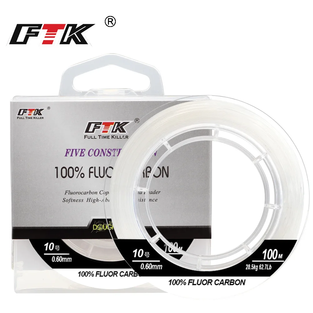 

FTK Quality 100% Fluorocarbon Leader Fishing Line 100M 0.14mm-1.0mm 5.5LB-130.9LB Fluoro Carbon Sinking Wire Fishing Accessories