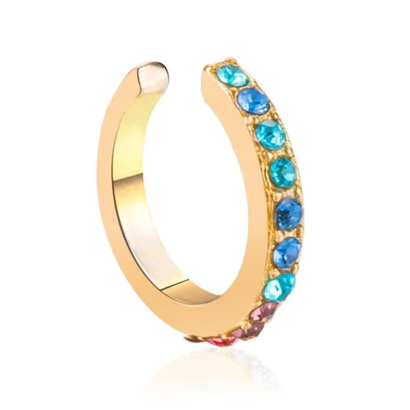 Тонкая серьга клип с украшением в виде кристаллов Кафф серьги для женщин не