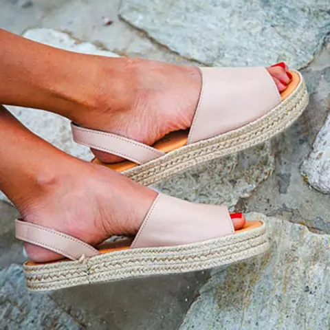 

New summer women's sandals wedges large size thick grass buckle with fish mouth casual shoes women platform sandals