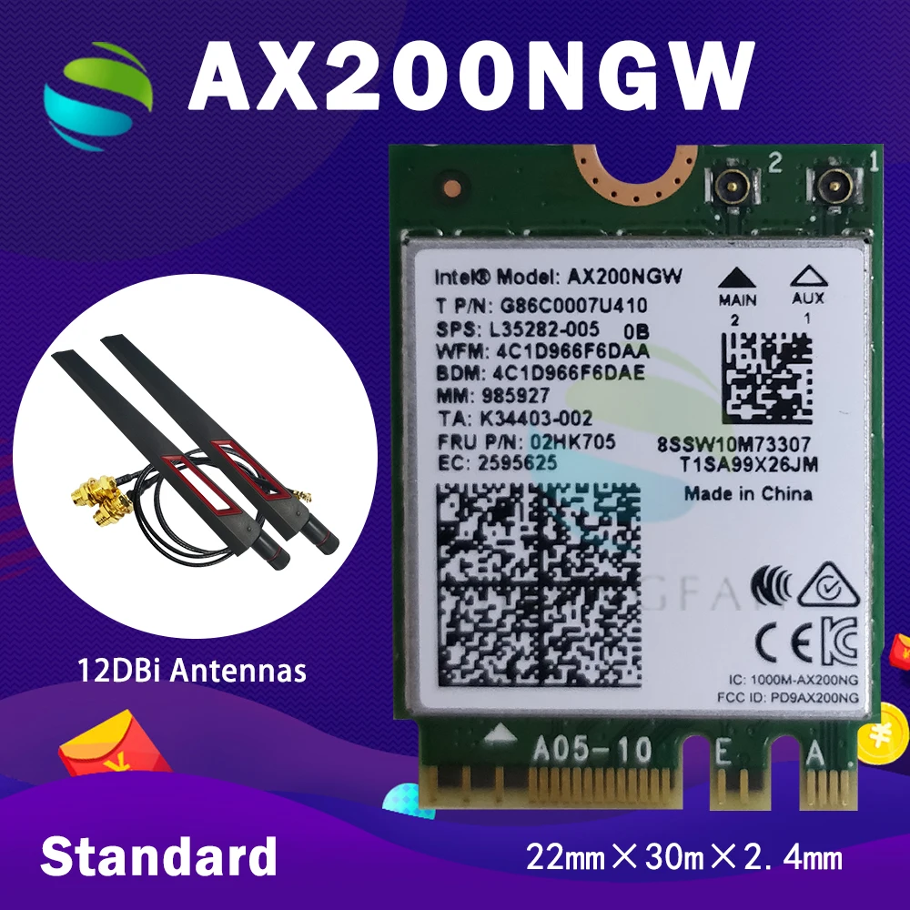 Dual Band 2400 Мбит/с Беспроводной AX200NGW NGFF M.2 Bluetooth 5 0 сетевая карта Wi Fi 2 4G/5G 802.11ac/ax для Intel