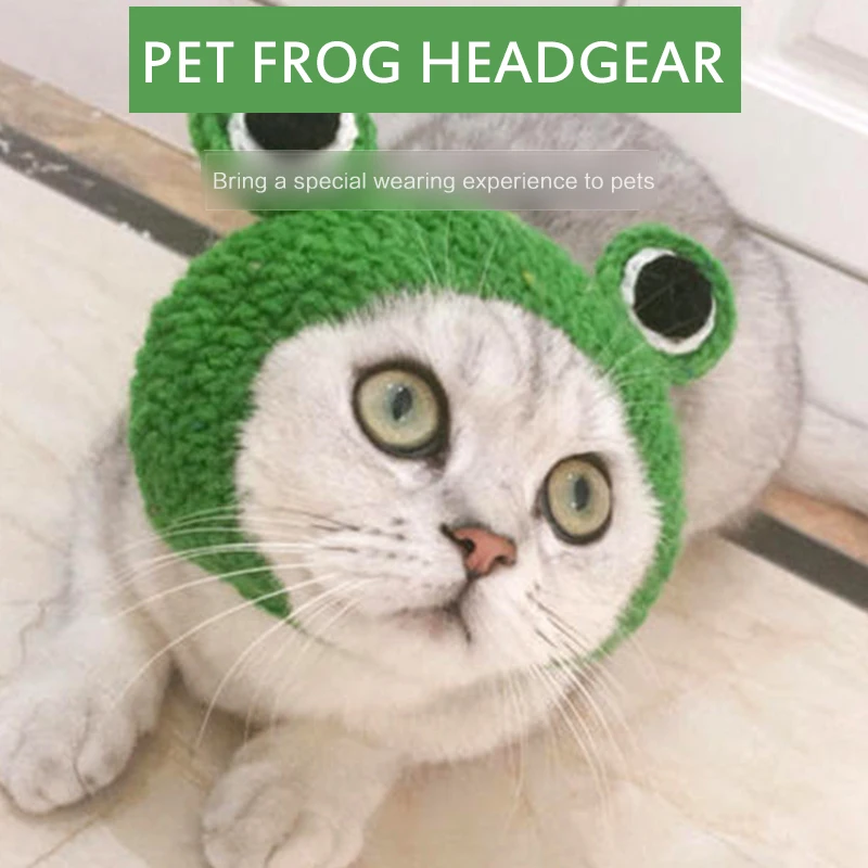 

Cute Pets Cat Frog Costume Head Winter Dog Clothes Hat Outfits Warm For Small Dogs Cat Costumes Gear Puppy Cat Supplies