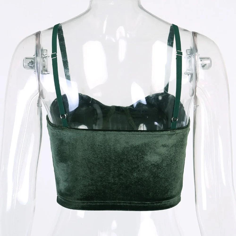 

#43 Velvet Vest Women Sexy Camisole Club Wear Tops Solid Color Summer Straped Crop Corset