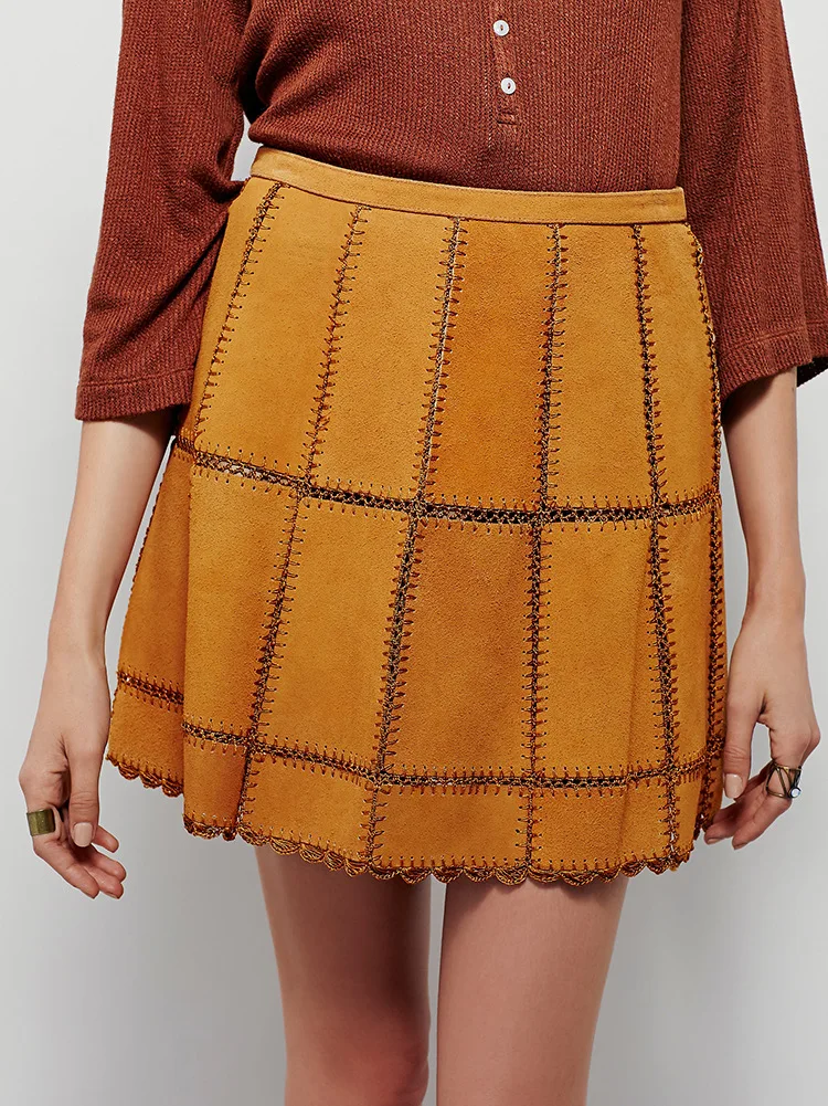 

Весенняя женская замшевая Новая Кожаная Мини-юбка оптом D0310