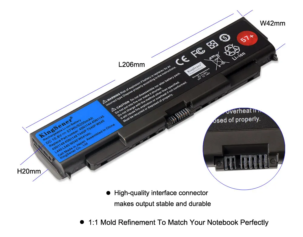 kingsener laptop battery for lenovo thinkpad t440p t540p w540 w541 l440 l540 45n1144 45n1145 45n1148 45n1159 45n1158 45n1160 57 free global shipping
