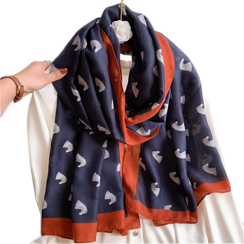 

2021 different color plaid print scarf women's cotton turban spring fashion scarf