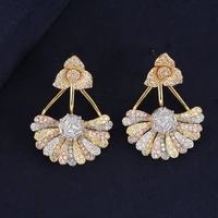 larrauri fashion jewelry african dubai cubic zirconia women flower earrings trendy inlaid korean dangle drop cz earrings