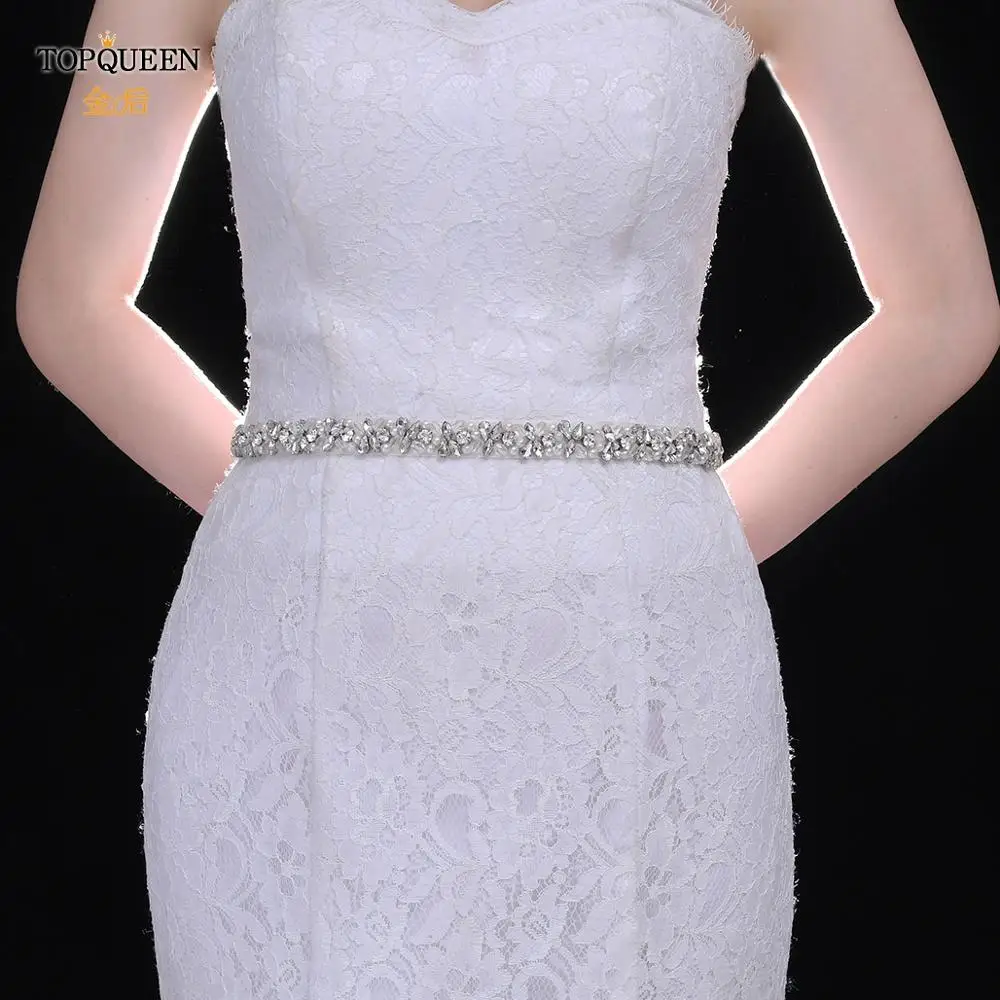 

TOPQUEEN S387 Pearl Belt Women'S Dresses Thin Sash Handmade Rhinestone Crystal Applique Bridal Wedding Accessories Girdles