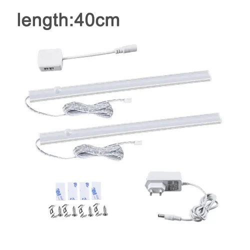 2x40cm with power DC 12 В светодиодный светильник шкаф спальня PIR датчик движения под кухонный шкаф светильник s светодиодный датчик движения шкаф Ночной светильник Настенный светильник - Цвет: 2x40cm with power