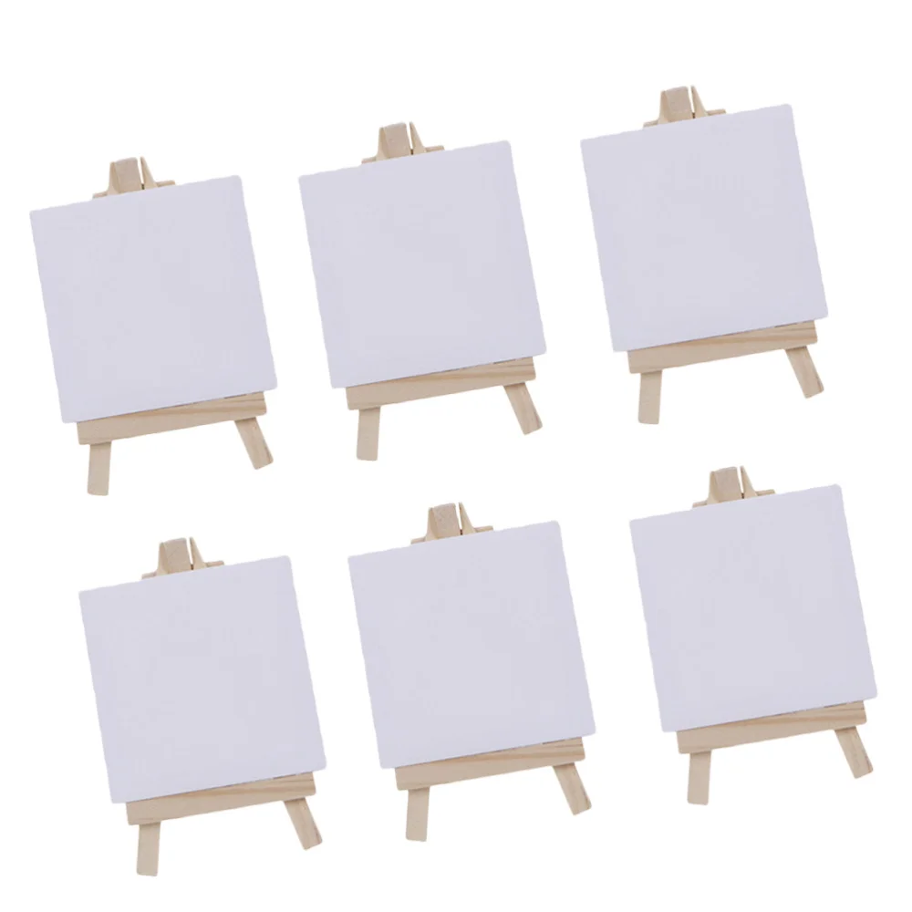 

6 Sets of Mini Stretched Artist Canvas Art Board White Blank Art Boards Wooden Oil Paint Artwork painting Board(White)