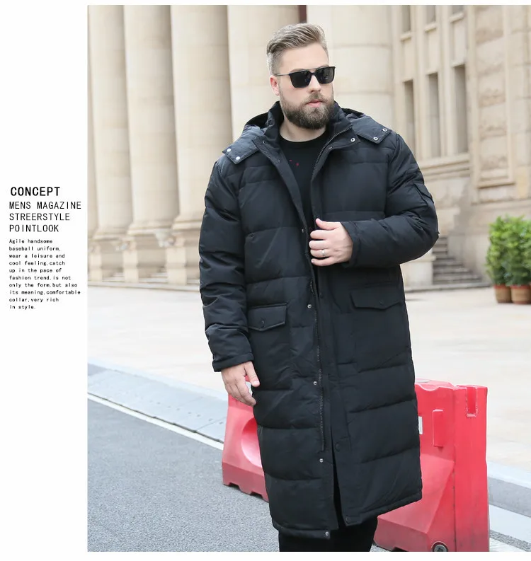 XL-7XL, 8XL, 9XL, 10XL, зимний теплый пуховик, плюс удобрение, большой размер, с капюшоном, Повседневный, мужской пуховик