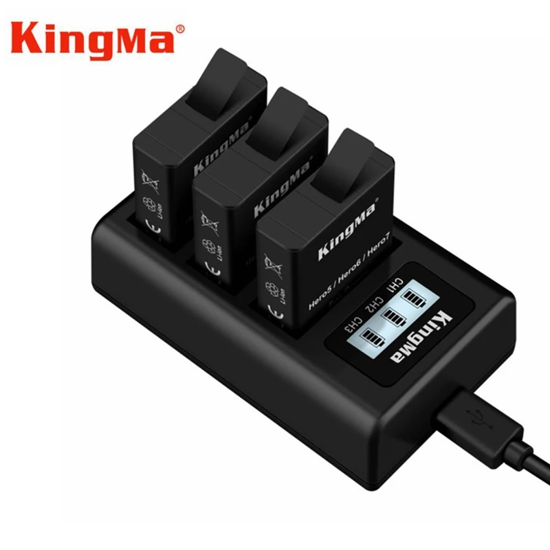 Аккумулятор KingMa для GoPro Hero5 Hero6 Hero7 с 3 портами зарядки ЖК дисплеем комплект Go Pro Hero 8