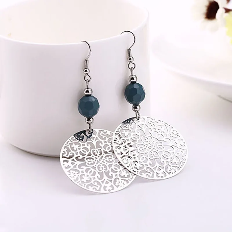 

European and American fashion hollow complex round popular decorative female earrings earrings ear jewelry