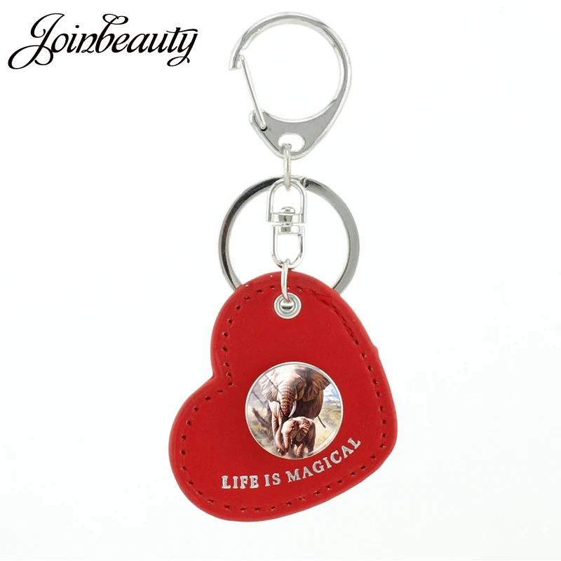JOINBEAUTY Два Слона цветной рисунок дерево брелок кнопки Красные Любовь Сердце Форма