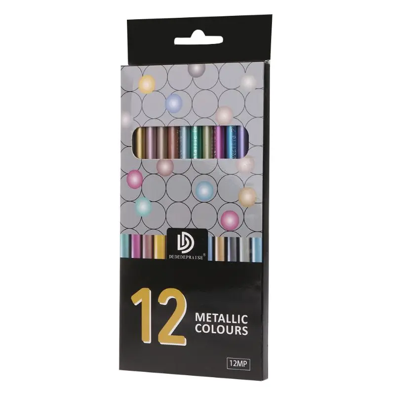 

12Pcs Metallic Non-Toxic Colored Drawing Pencils 12 Color Drawing Sketching Pencil K3KB