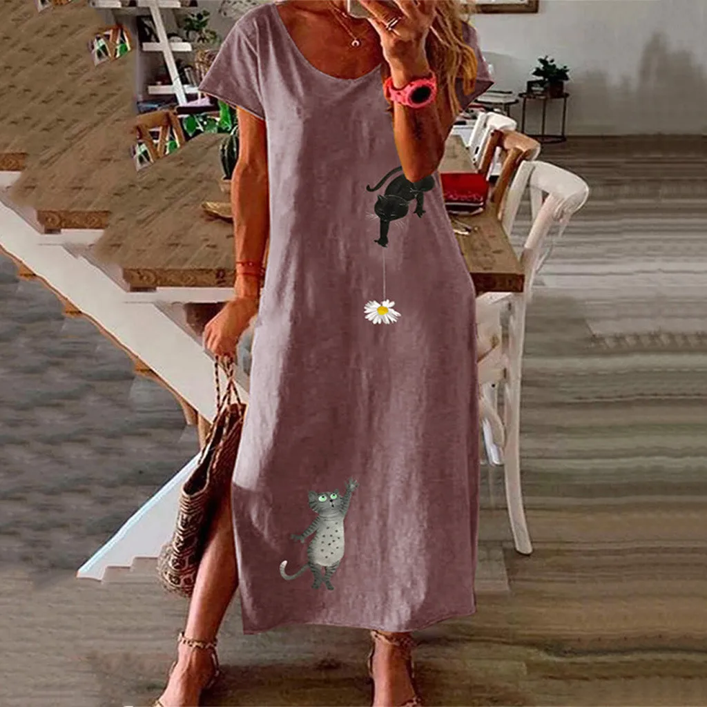 Летнее богемное пляжное платье женское повседневное свободное с коротким