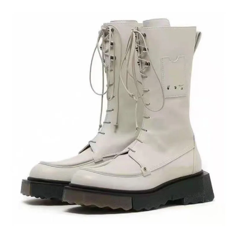 

New Women Short Boots Real Leather Rivets Women Winter Shoes Fashion Cool Mid Calf Boots Women Footwear Size 35-40