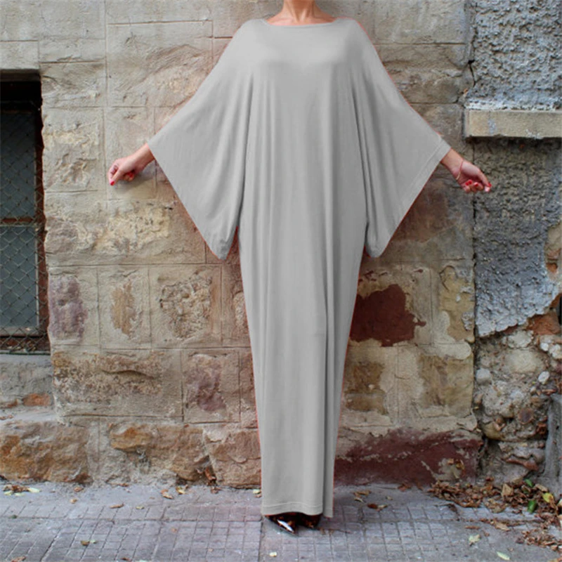 

Women Long Sleeve Loose Plain Plus Size Maxi Dresses Casual Long Dresses