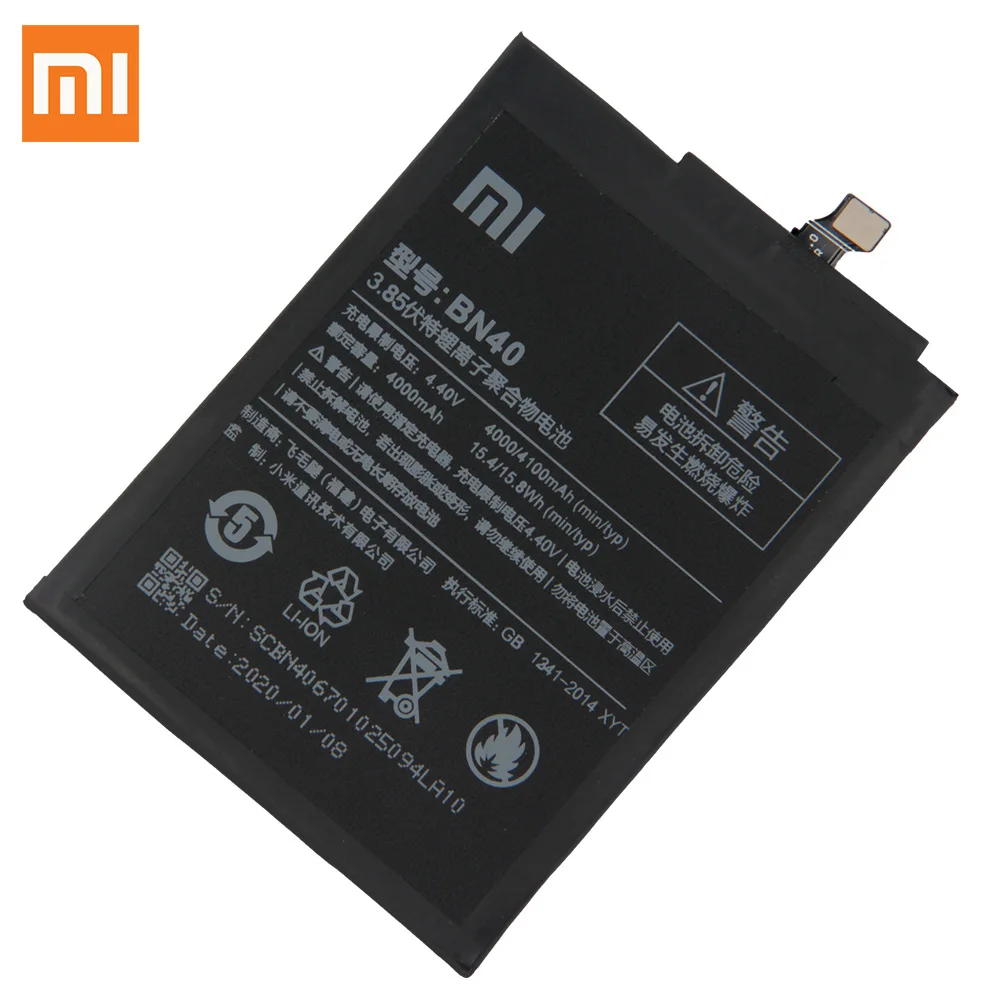 XIAOMI оригинальный запасной аккумулятор для Xiaomi Redmi 4 Pro Prime Edition BN40 батареи телефона