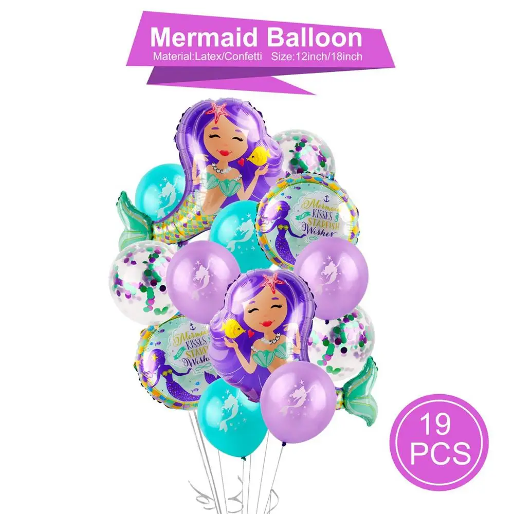 Mermaid balloon set HUIRAN романтические вечерние принадлежности Русалочка украшение Русалочка подарок на день рождения Дети День рождения украшения для вечеринок - Цвет: Mermaid balloon set