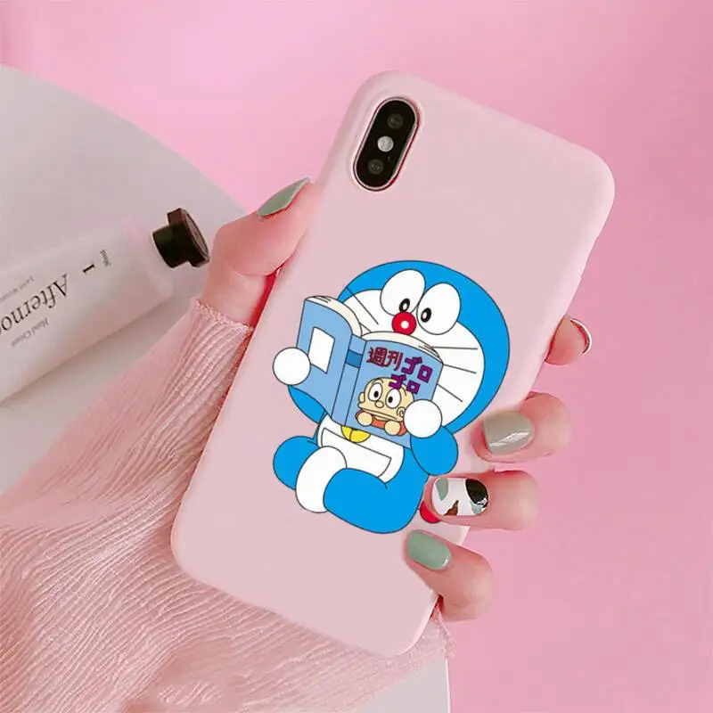 

Japan anime cute cat Doraemon Phone Case Candy Color for iPhone 6 7 8 11 12 s mini pro X XS XR MAX Plus