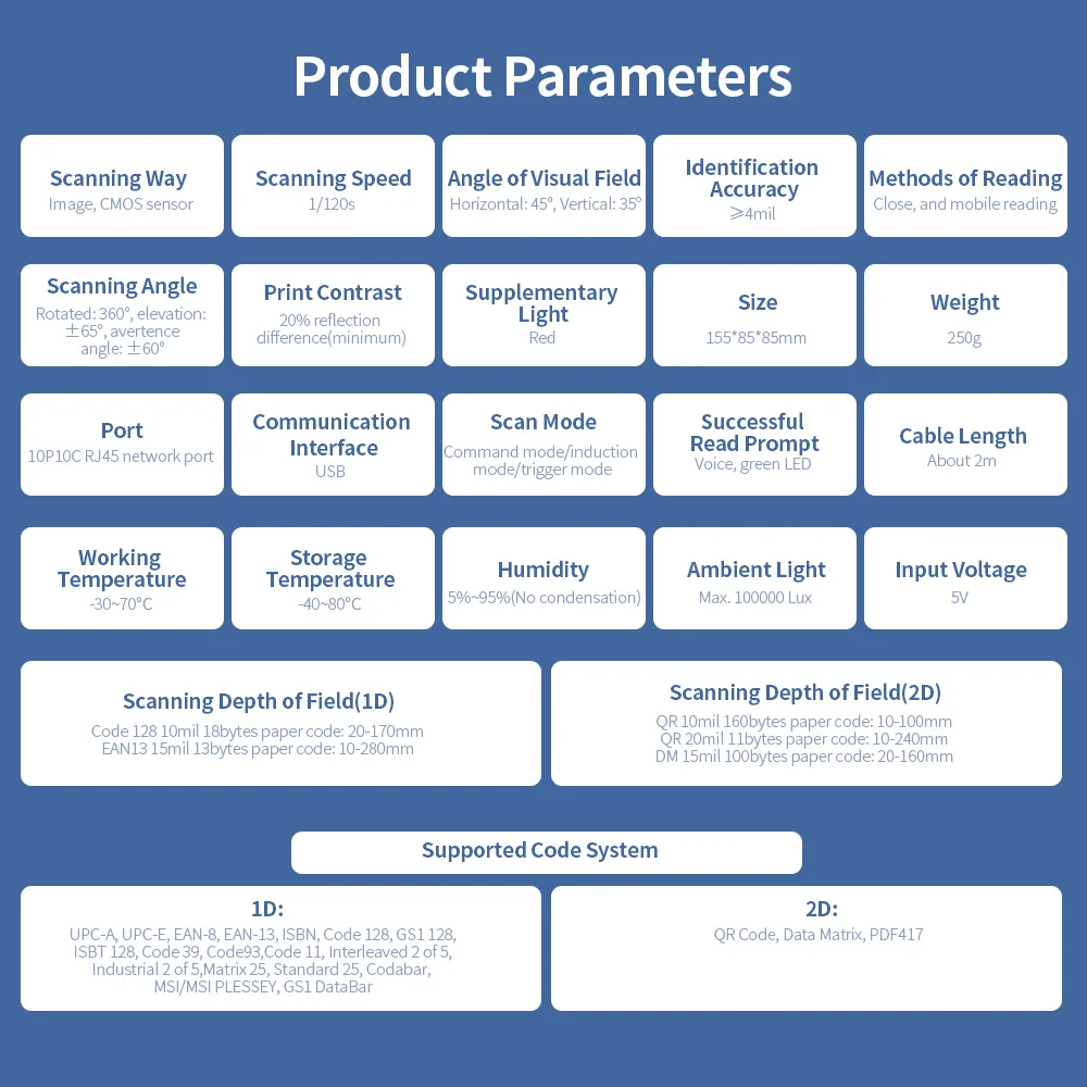 

Barcode Scanner 1D/2D Scanning Platform USB Wired Bar Code Scanner for Supermarket Restaurant Bookstore Retail Store Warehouse