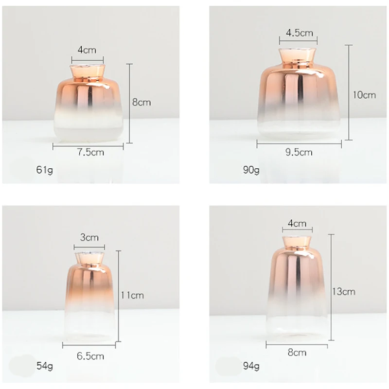 

Nordic style Glass Rose Gold Gradient Vase Hydroponics Plant Inserted Flower Vases Tabletop Decorative Wedding Party Flowerpot