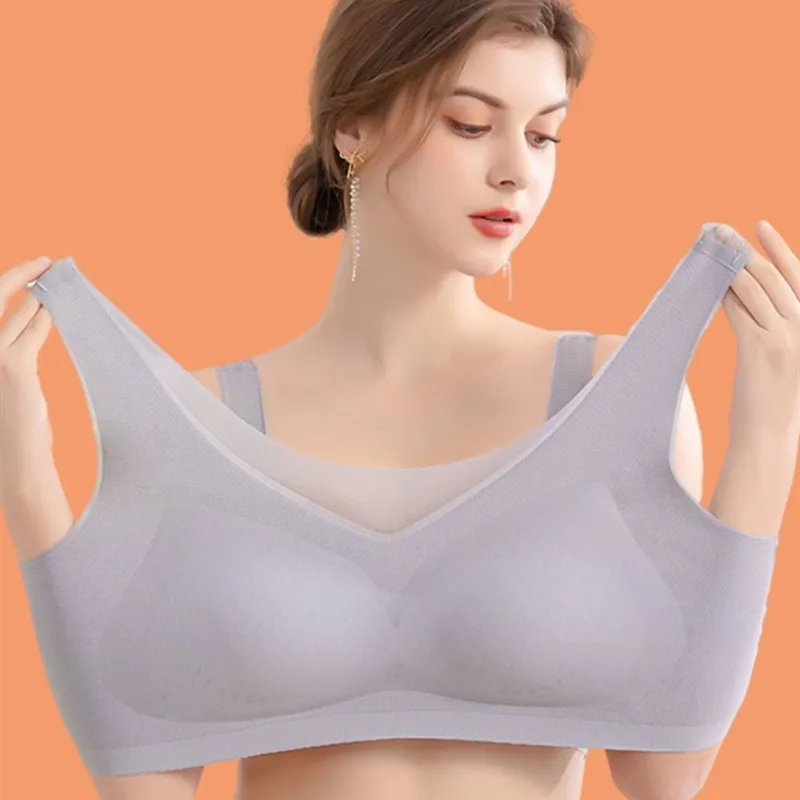

M-5XL Plus Size Bra Wire Free Brassieres Yoga Bra Ice Silk Bra Sport Seamless Vest Intimate Women's Underwear Female Lingerie
