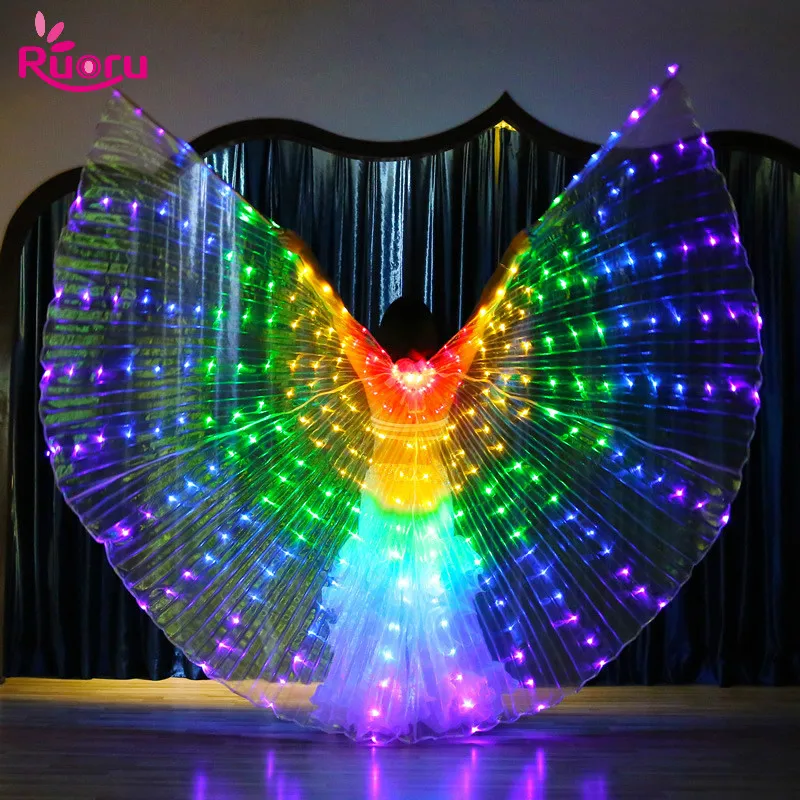 Ruoru Rainbow Color Alas Angle Led Wings  Led Costume Circus Led Light Luminous Costumes Party Show Isis Wings Dancewear