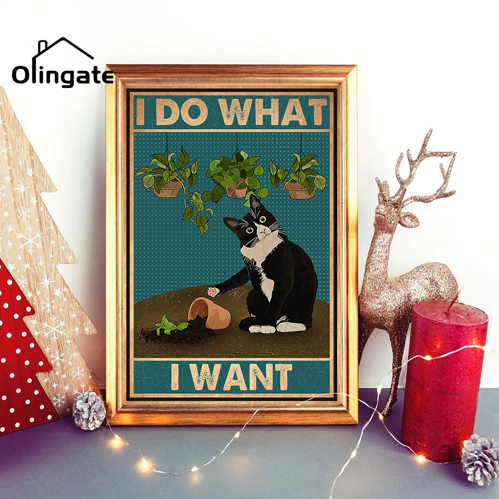 

Inspirational Quote Art Print Vintage Mental Black Cat Poster One Piece Canvas Painting Home Decor for Garden Living Room