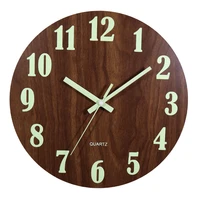 new luminous wall clock12 inch wooden silent non ticking kitchen wallclocks with night lights for indooroutdoor living room