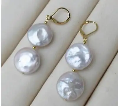 

Бесплатная доставка большие серьги в стиле барокко из белого жемчуга-Монетка 13-14 мм