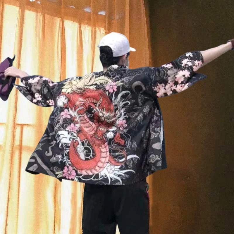 Кимоно унисекс в японском стиле юката верхняя одежда аниме косплей костюм