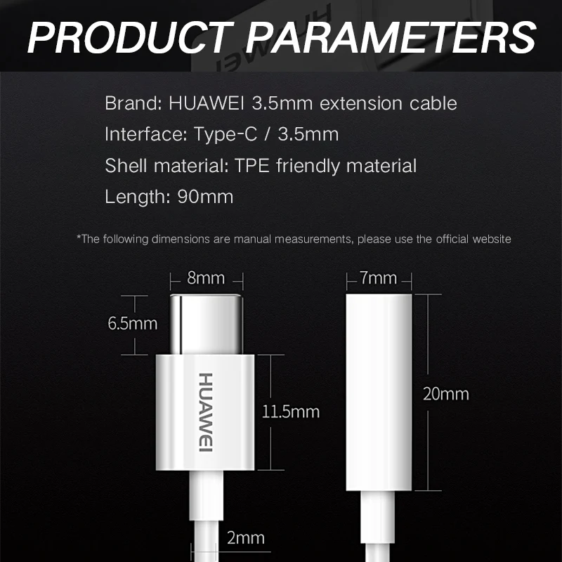 Huawei USB конвертер для наушников адаптер телефона оригинальный аудиокабель 3 5 мм
