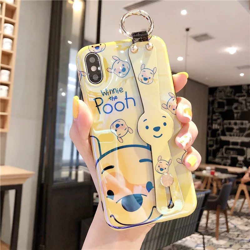 Для Iphone 6 7 8 S Plus X XR XS XSMAX милый мультфильм Винни Медведь поросенка чехол для телефона защитный силиконовый из ТПУ чехол на запястье