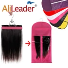 Недорогая сумка для хранения волос Alileader с вешалкой, деревянная вешалка для наращивания волос, держатель для хранения парика, желтая фиолетовая розовая сумка для парика