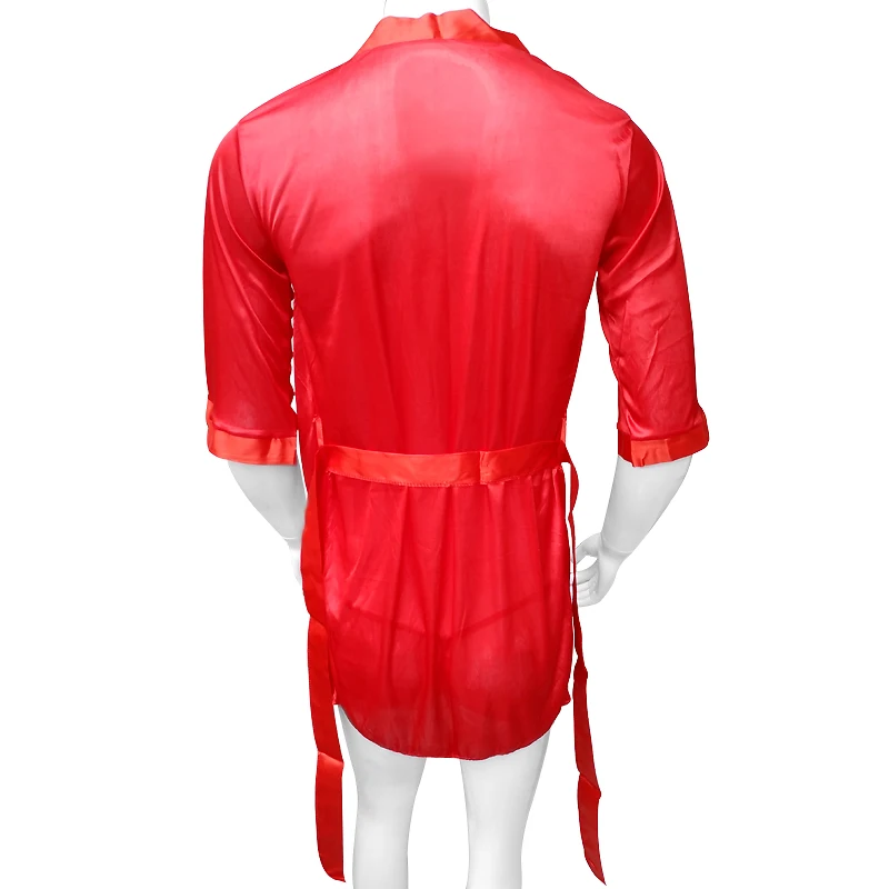 Блестящий Шелковый Атласный халат для мужчин банный нижнее белье комбинация с