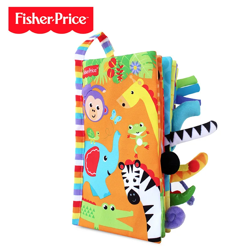 FISHER-PRICE Монтессори животные детская книга тихая моющаяся ткань для детей