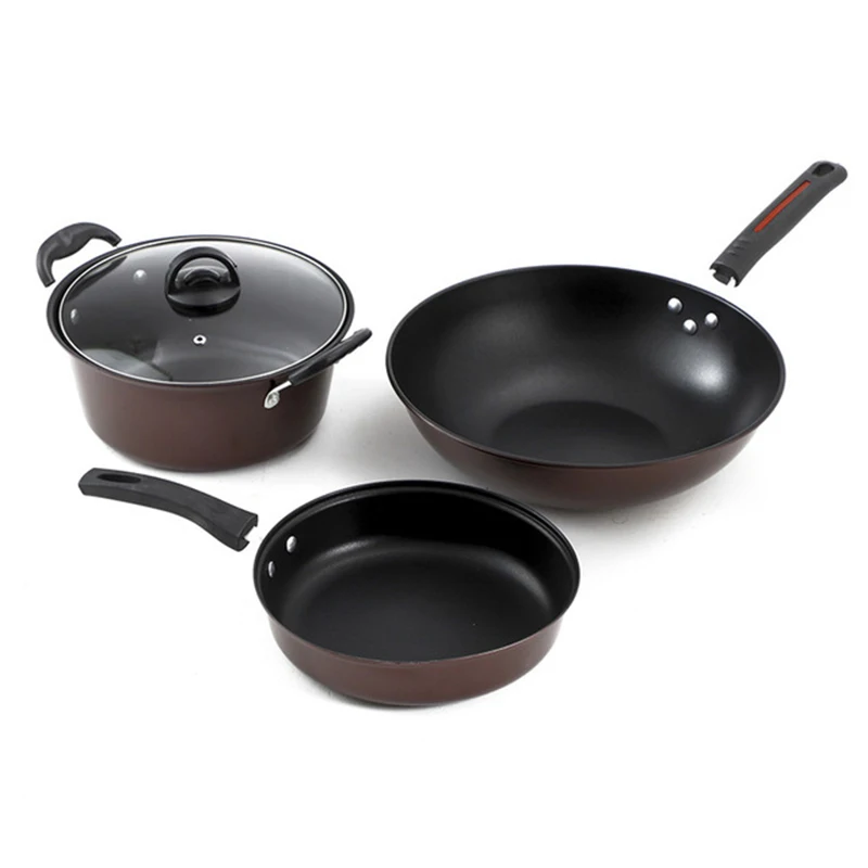 

The new fashion German non-stick three-piece induction cooker gas universal wok soup pot combination