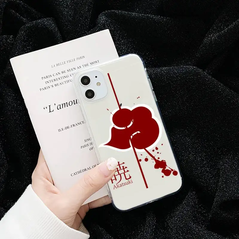 

Anime Naruto Uzumaki Sasuke kakashi Cover Cartoon akatsuki Phone Case Transparent for iPhone 11 12 mini pro XS MAX 8 Plus 7 X XR