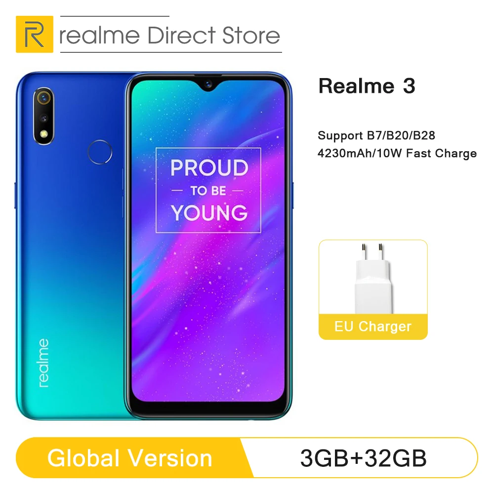 Глобальная версия OPPO realme 3 Гб RAM 32 ГБ ROM Helio P70 AI Processor 6 2 &quotDewdrop Display ColorOS 0 + Android P