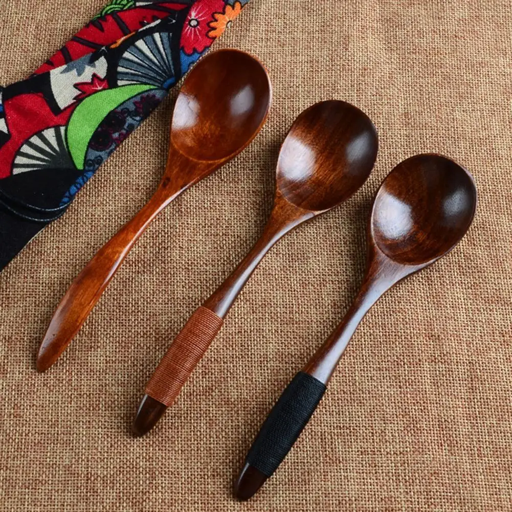 

80%HOTWooden Spoon Durable Smooth Wood Heat-resistant Kinking Home Soup Scoop for Kitchen