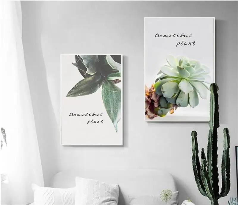 

Nordic Style Small Fresh Succulents Decorative Painting Family Living Room Wall Art Poster Canvas Painting Frameless Style