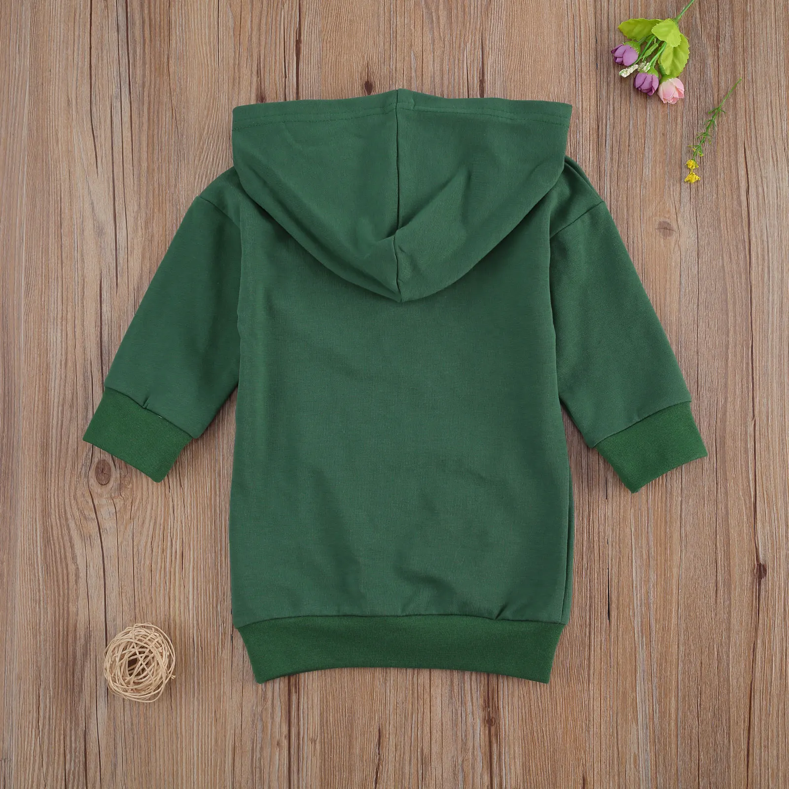 Autumn Fashion Kids Girls Hoodies Dress Outfits 1-5Y Solid Long Sleeve Pullover Pocket Long Length Straight Dress