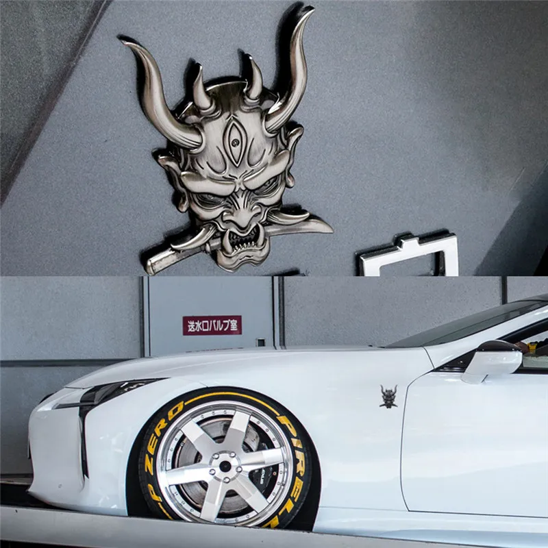 

Japanese Warrior Car Stickers for Side/Rear/Front Decorations Metal Decals Badge Emblem 3D Self-Adhesive Nameplate