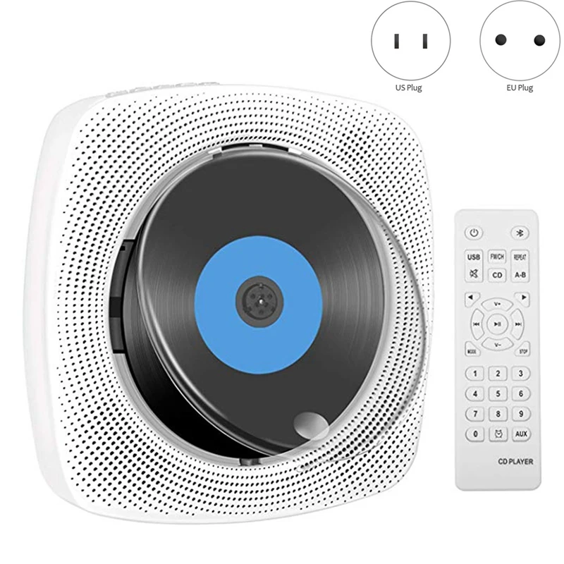 

Wall Mounted CD Player with Bluetooth Remote Control Home Stereo FM Radio HiFi Sound Music Built-in Speaker