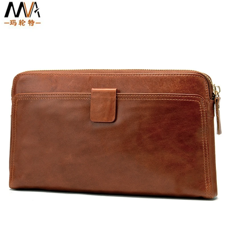 

First layer cowhide horizontal square men's wallet Leather business multi-function men's clutch bag Luxury brand man card bag
