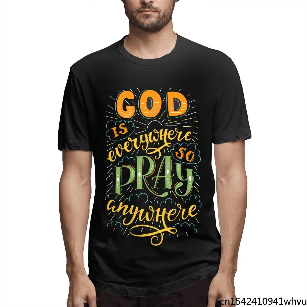 

God Is Everywhere So Pray Anywhere Summer Tops New Men T-Shirt Short Sleeve 3D Printed Streetwear Lycra O-neck Size M-5XL