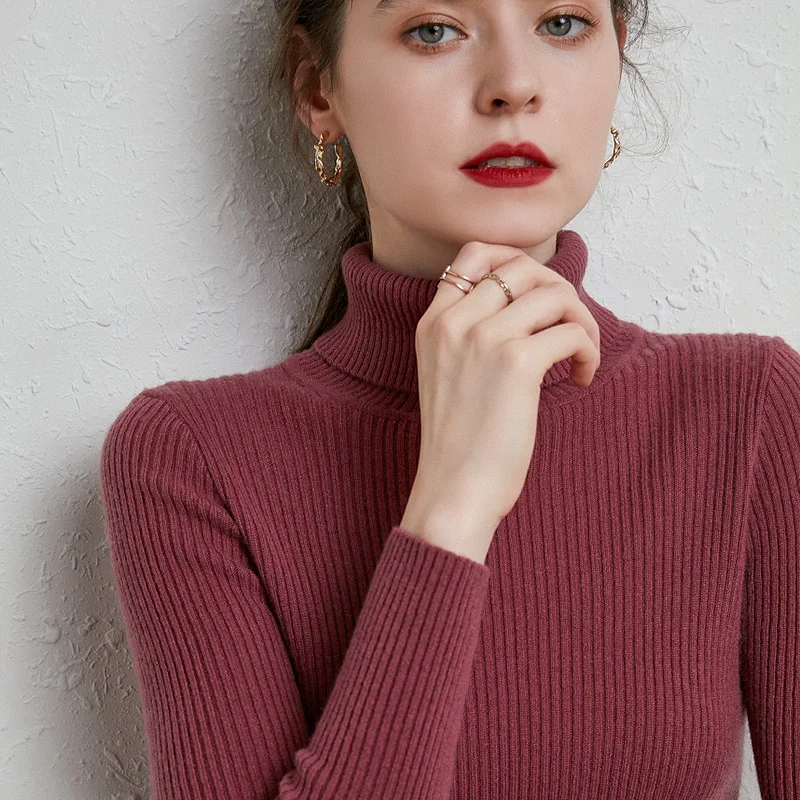 

2020 New Fashion Women's Cashmere Sweater High Collar Pullover Autumn And Winter Popular Woolen Knitted Bottom Sweaters Slim For