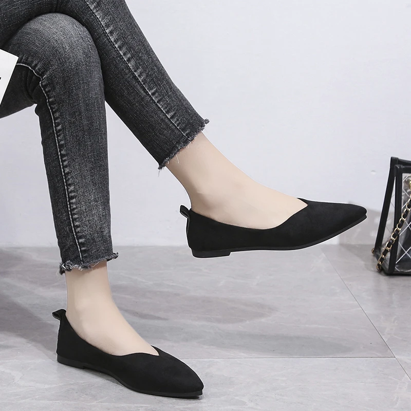 

Женские балетки на плоской подошве, простые и удобные стильные балетки с острым носком, весна-осень 2021