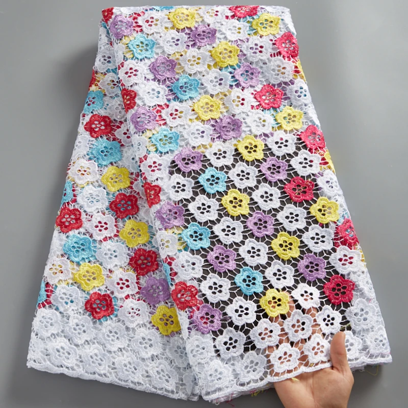 

SJD LACE African Guipur Lace Fabric 2021 New Guipure Lace Cord Flowers Sewing Embroifery Fabric Dresses For Womem Wedding A 2506
